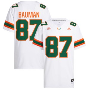 Men Alex Bauman White Miami Hurricanes #87 College Football Player Jersey 803095-967