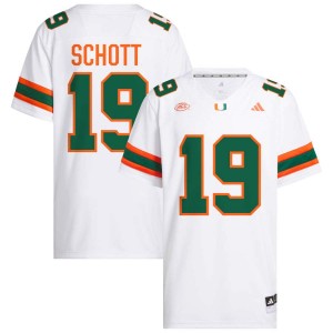 Men Brock Schott White Miami Hurricanes #19 College Football NCAA Jersey 418829-852