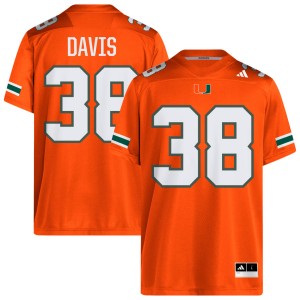 Men Carter Davis Orange Miami Hurricanes #38 College Football Official Jerseys 486270-248