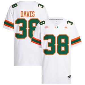 Men Carter Davis White Miami Hurricanes #38 College Football 2025-26 Jersey 125163-761