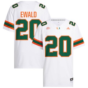 Men Chris Ewald Jr. White Miami Hurricanes #20 College Football University Jerseys 414315-441