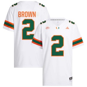 Men Damari Brown White Miami Hurricanes #2 College Football Embroidery Jersey 136697-255