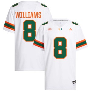 Men Emory Williams White Miami Hurricanes #8 College Football Replica Jersey 664139-798