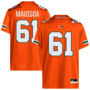 Men Francis Mauigoa Orange Miami Hurricanes #61 College Football Stitched Jersey 586615-282
