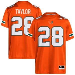 Men Isaiah Taylor Orange Miami Hurricanes #28 College Football University Jerseys 163968-327