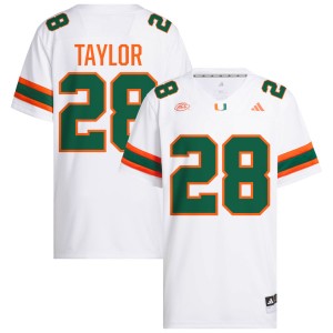 Men Isaiah Taylor White Miami Hurricanes #28 College Football NCAA Jerseys 199288-820