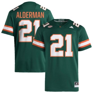 Men Jaylin Alderman Green Miami Hurricanes #21 College Football Alumni Jersey 687999-537