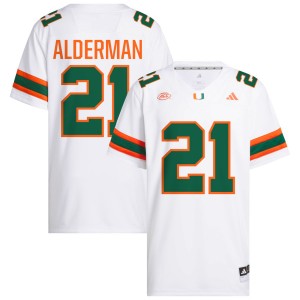 Men Jaylin Alderman White Miami Hurricanes #21 College Football Player Jerseys 194881-107