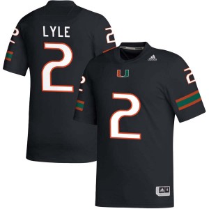 Men Jordan Lyle Black Miami Hurricanes #2 College Football Embroidery Jersey 698806-454