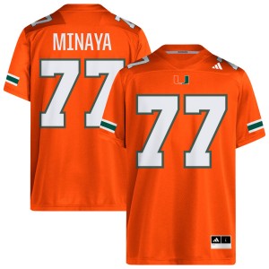 Men Juan Minaya Orange Miami Hurricanes #77 College Football Embroidery Jerseys 274899-473
