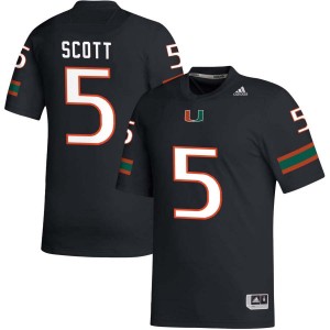 Men Justin Scott Black Miami Hurricanes #5 College Football NCAA Jersey 495134-465