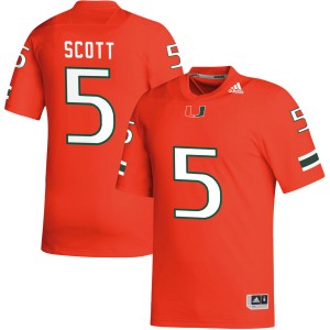 Men Justin Scott Orange Miami Hurricanes #5 College Football Stitched Jerseys 841910-212