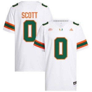 Men Keionte Scott White Miami Hurricanes #0 College Football Stitched Jersey 803870-731