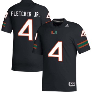 Men Mark Fletcher Jr. Black Miami Hurricanes #4 College Football Stitched Jerseys 979279-748