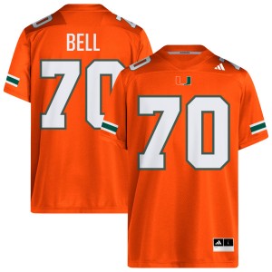 Men Markel Bell Orange Miami Hurricanes #70 College Football Stitched Jerseys 433510-534