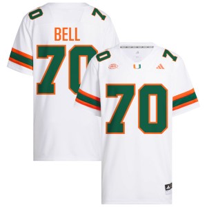 Men Markel Bell White Miami Hurricanes #70 College Football Limited Jerseys 446457-341