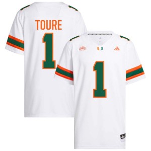 Men Mohamed Toure White Miami Hurricanes #1 College Football NCAA Jerseys 406078-617