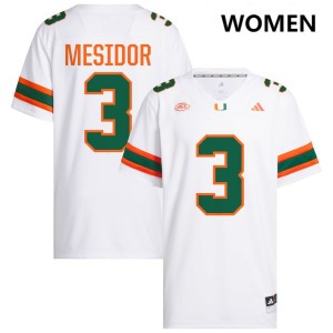 Women Akheem Mesidor White Miami Hurricanes #3 College Football NCAA Jerseys 166821-723