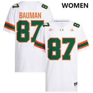 Women Alex Bauman White Miami Hurricanes #87 College Football Embroidery Jerseys 337651-890