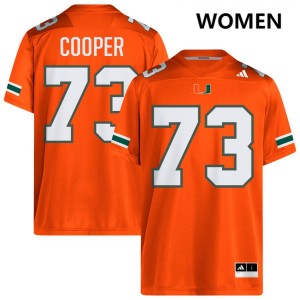 Women Anez Cooper Orange Miami Hurricanes #73 College Football Embroidery Jersey 393568-207