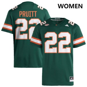 Women Cam Pruitt Green Miami Hurricanes #22 College Football Replica Jersey 777977-905