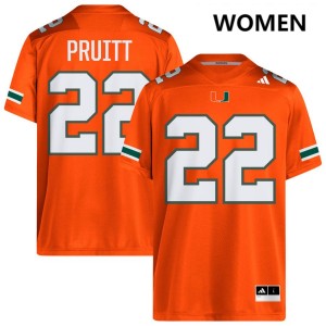 Women Cam Pruitt Orange Miami Hurricanes #22 College Football Embroidery Jerseys 913850-365