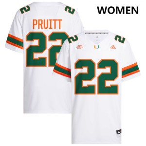 Women Cam Pruitt White Miami Hurricanes #22 College Football 2025-26 Jersey 174151-998