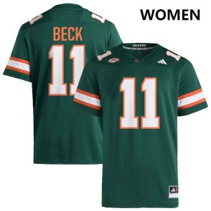 Women Carson Beck Green Miami Hurricanes #11 College Football Replica Jersey 879398-232