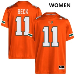 Women Carson Beck Orange Miami Hurricanes #11 College Football Game Jersey 248991-373