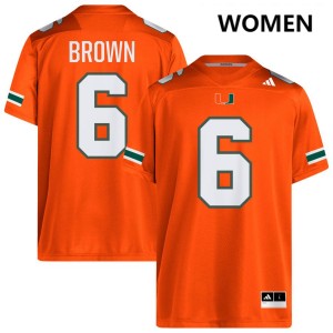 Women CharMar Brown Orange Miami Hurricanes #6 College Football Limited Jerseys 620913-680