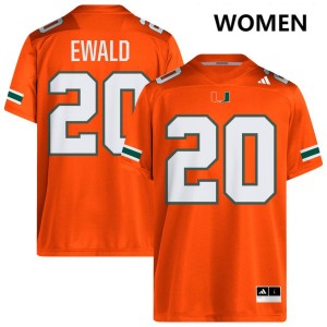 Women Chris Ewald Jr. Orange Miami Hurricanes #20 College Football Game Jersey 640061-304