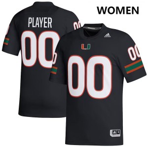 Women Custom Black Miami Hurricanes #00 College Football Replica Jersey 600026-339