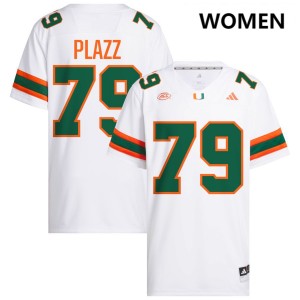 Women Deryc Plazz White Miami Hurricanes #79 College Football Replica Jerseys 275298-478