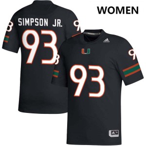 Women Donta Simpson Black Miami Hurricanes #93 College Football Replica Jerseys 492818-391