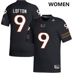 Women Elija Lofton Black Miami Hurricanes #9 College Football NCAA Jerseys 587177-899