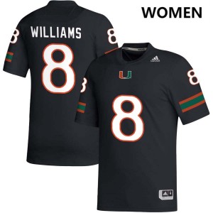 Women Emory Williams Black Miami Hurricanes #8 College Football Player Jersey 661109-917