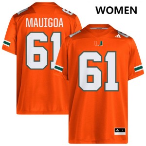 Women Francis Mauigoa Orange Miami Hurricanes #61 College Football Replica Jerseys 645436-809