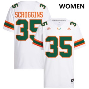 Women Herbert Scroggins III White Miami Hurricanes #35 College Football Embroidery Jerseys 564607-223