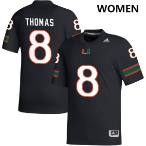 Women Jakobe Thomas Black Miami Hurricanes #8 College Football Alumni Jersey 404448-872
