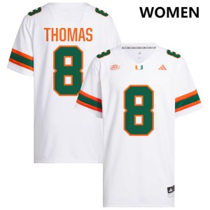 Women Jakobe Thomas White Miami Hurricanes #8 College Football University Jerseys 879421-848