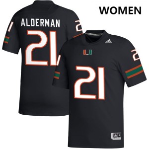 Women Jaylin Alderman Black Miami Hurricanes #21 College Football Player Jersey 887347-802