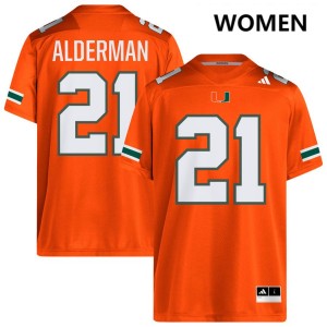Women Jaylin Alderman Orange Miami Hurricanes #21 College Football 2025 Jersey 940531-285