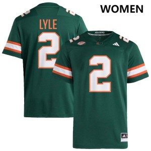 Women Jordan Lyle Green Miami Hurricanes #2 College Football Replica Jersey 126168-486