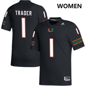 Women Joshisa Trader Black Miami Hurricanes #1 College Football NCAA Jerseys 438887-781
