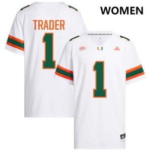 Women Joshisa Trader White Miami Hurricanes #1 College Football Official Jerseys 465304-788