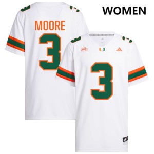 Women Joshua Moore White Miami Hurricanes #3 College Football Embroidery Jersey 145572-834