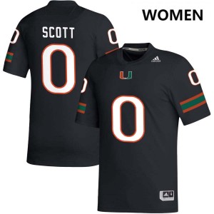 Women Keionte Scott Black Miami Hurricanes #0 College Football Replica Jerseys 657496-594