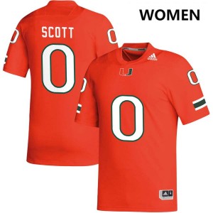 Women Keionte Scott Orange Miami Hurricanes #0 College Football Stitched Jerseys 717441-842