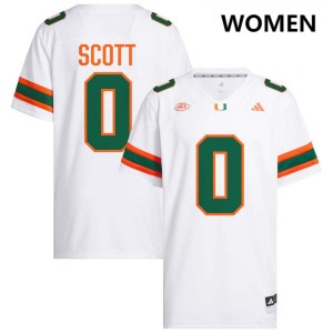 Women Keionte Scott White Miami Hurricanes #0 College Football NCAA Jerseys 562377-351