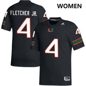 Women Mark Fletcher Jr. Black Miami Hurricanes #4 College Football High School Jersey 739657-350